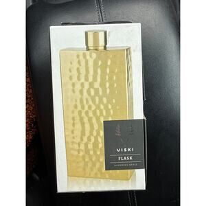 NEW Viski Hammered Brass Flask